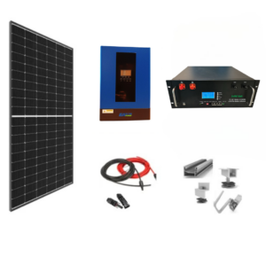 Sistem OFF-GRID complet 4.6 KW instalat panouri fotovoltaice cu baterie LiFePO4 litiu si invertor HIBRID de 5,5 kw continuu/ 11 kw varf pe 48V, panou solar