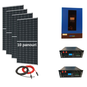 Sistem OFF-GRID complet 5 KW instalat panouri fotovoltaice cu baterie LiFePO4 litiu si invertor HIBRID de 6.2 kw pe 48V, panou solar