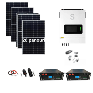 Sistem OFF-GRID complet cu panouri fotovoltaice 460W, cu baterii LiFePO4 litiu si invertor HIBRID 10 kw varf pe 48V, panou solar