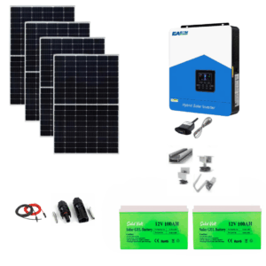 Sistem/kit fotovoltaic cu panouri solare 410W - 460W + Invertor hibrid SMH 3.2kW 24V+ baterii solare 100Ah Solid Volt+ conectori si cablu + montaj inclus