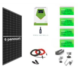 Sistem OFF-GRID complet 2.7 KW instalat panouri fotovoltaice cu baterii si invertor HIBRID de 6.5 kw pe 24V, panou solar