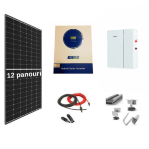 Sistem OFF-GRID complet 11 KW instalat panouri fotovoltaice cu baterie LiFePO4 si invertor HIBRID de 11kw pe 48V, panou solar